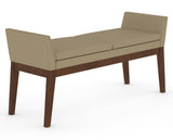 Canadel Downtown Upholstered Bench 5170 in XY Faux Leather and 19 Cognac Washed, three-quarter view
