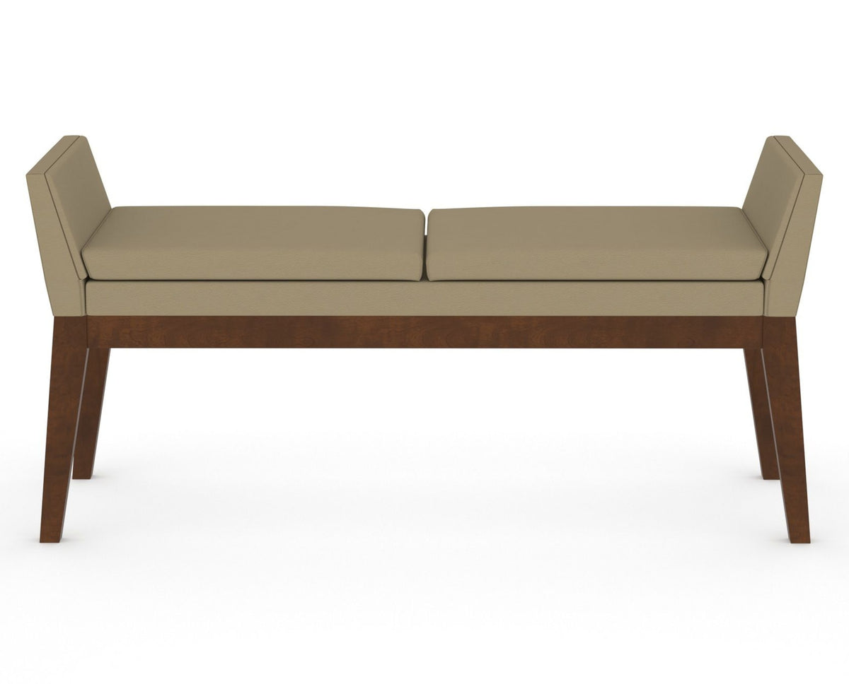 Canadel Downtown Upholstered Bench 5170 in XY Faux Leather and 19 Cognac Washed, back view