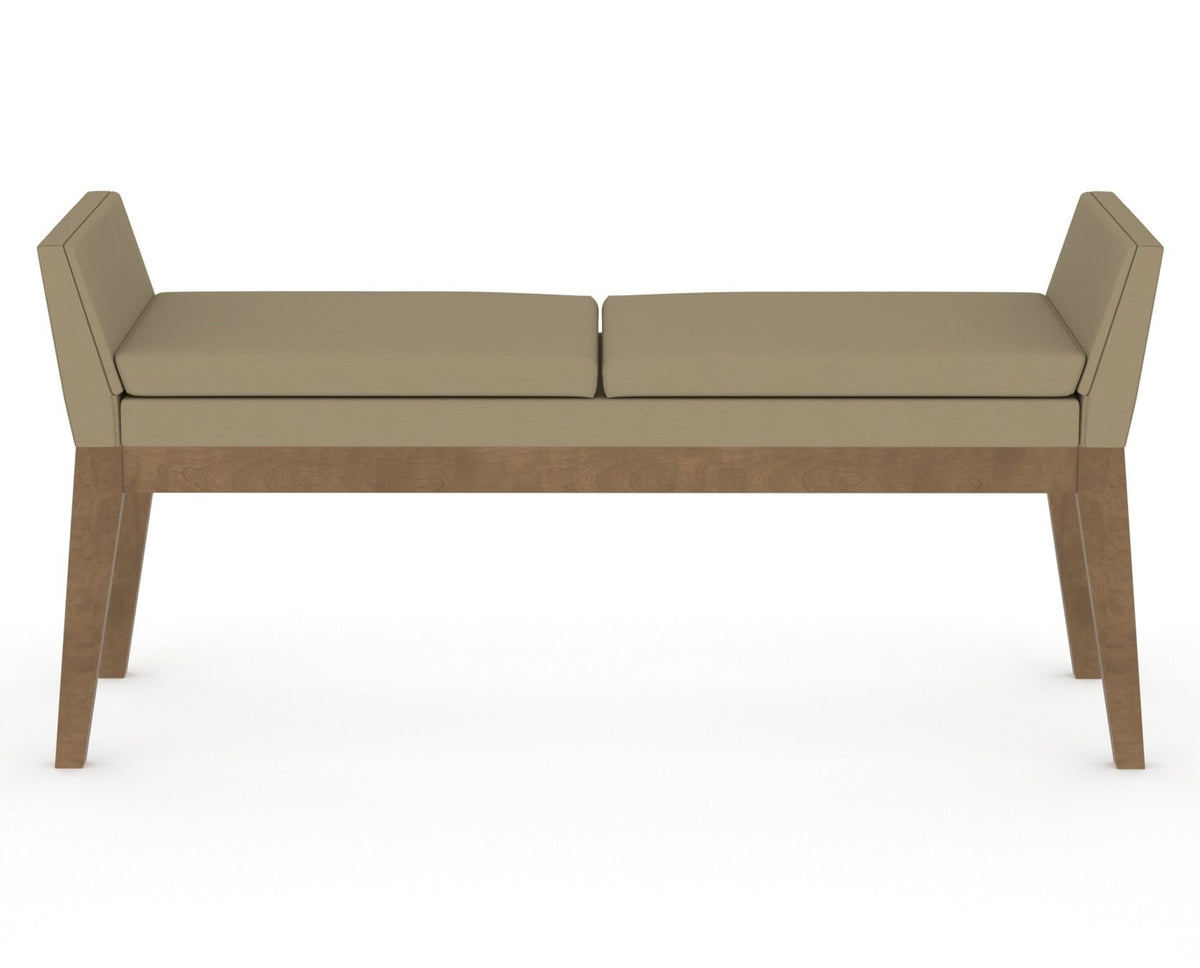 Canadel Downtown Upholstered Bench 5170 in XY Faux Leather and 25 Pecan Washed, front view