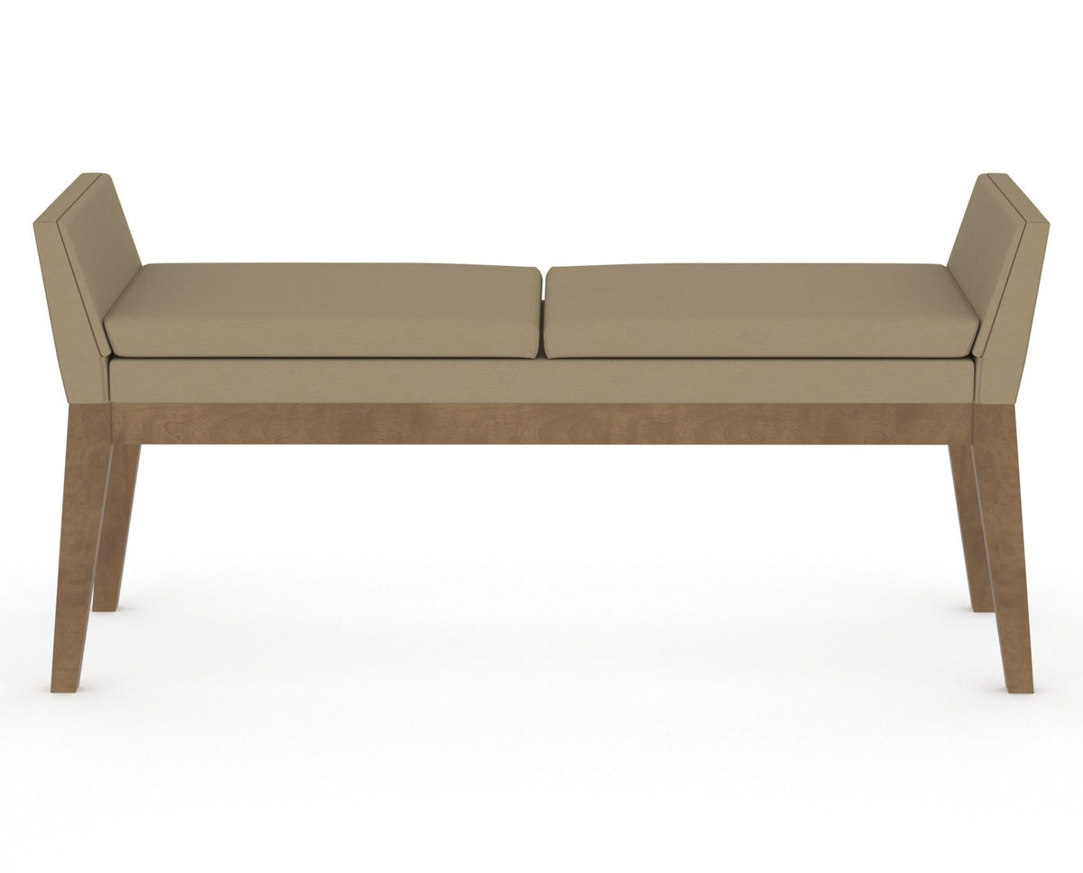 Canadel Downtown Upholstered Bench 5170 in XY Faux Leather and 25 Pecan Washed, back view