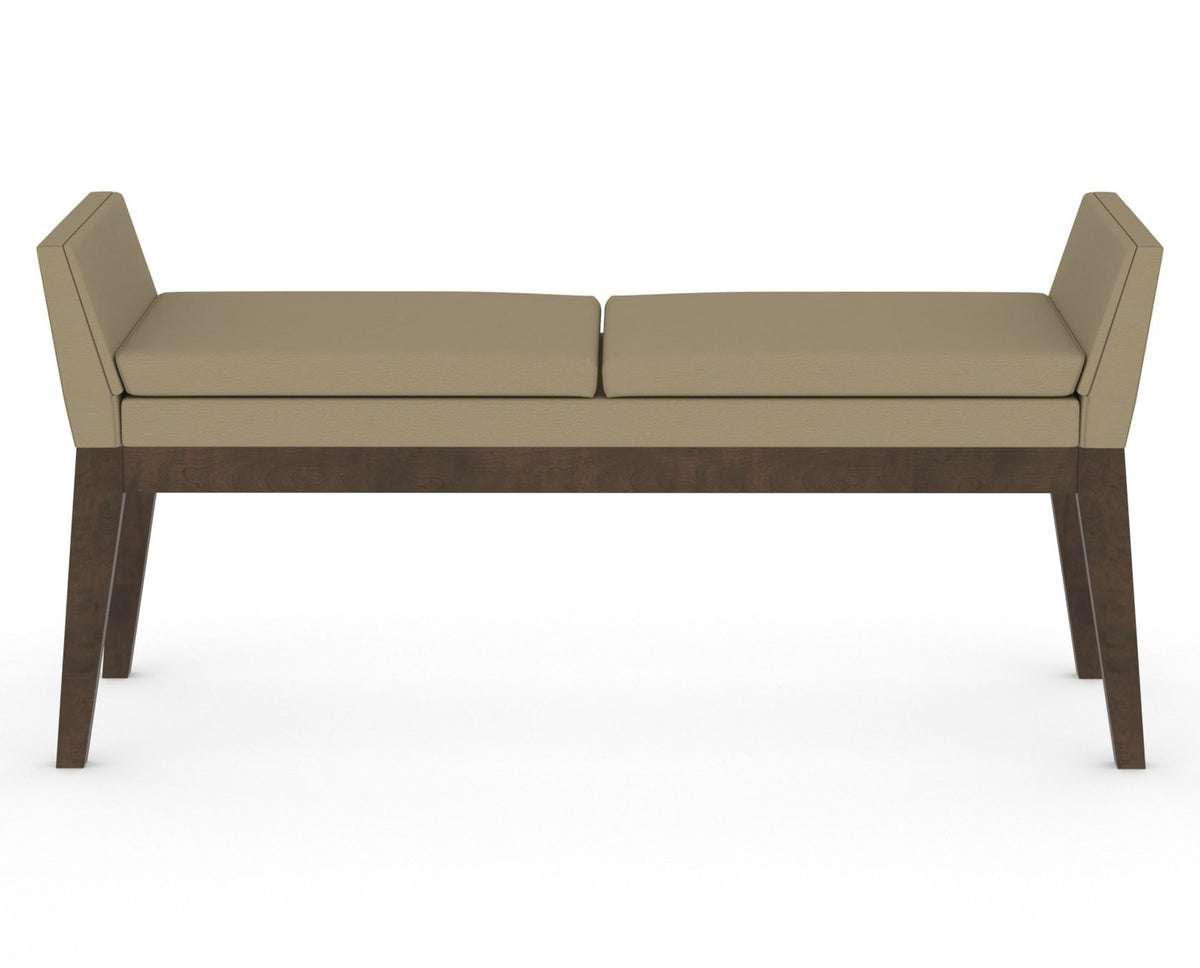 Canadel Downtown Upholstered Bench 5170 in XY Faux Leather and 29 Hazelnut Washed, back view