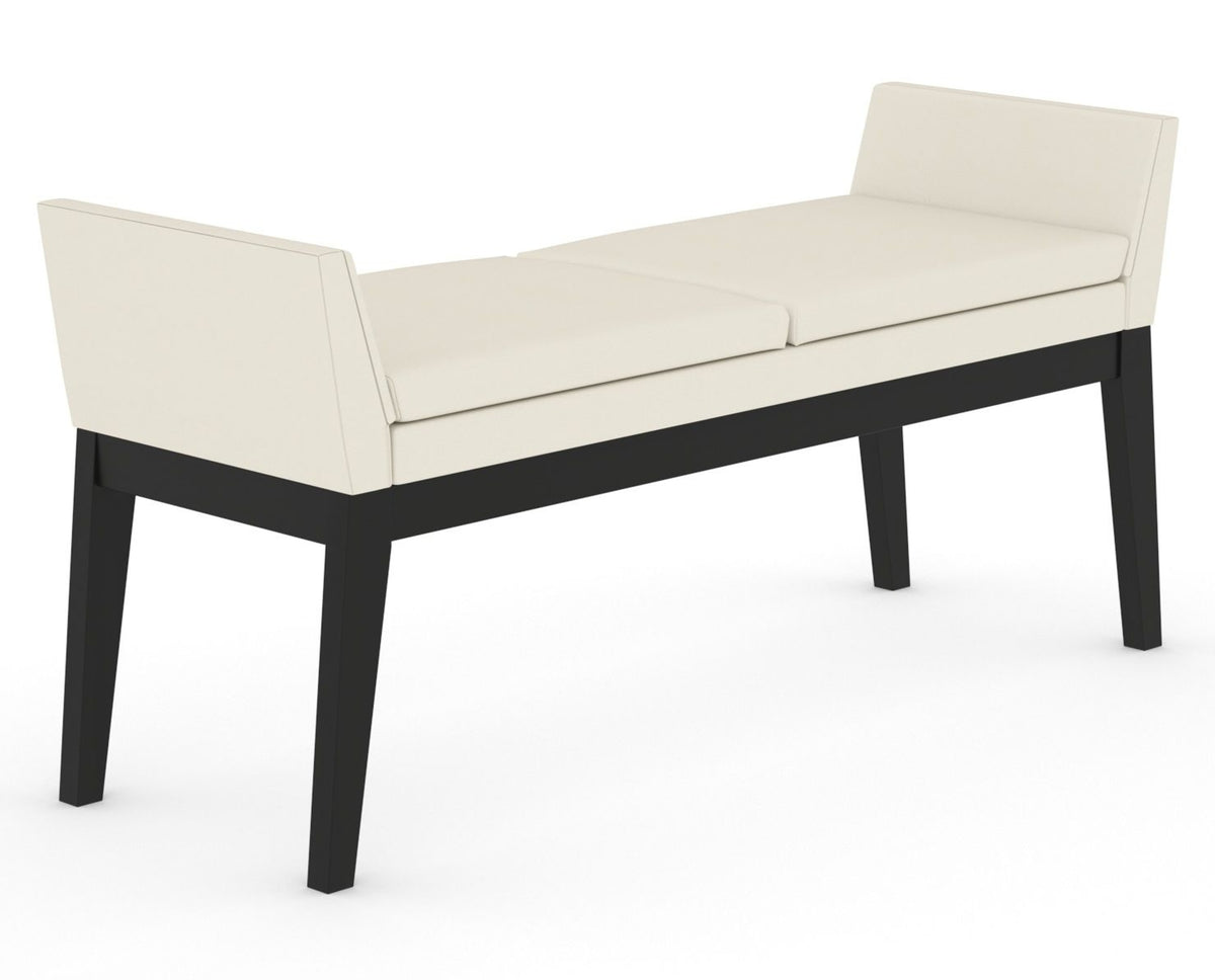 Canadel Downtown Upholstered Bench 5170 in YJ Faux Leather and 05 Peppercorn Washed, three-quarter view