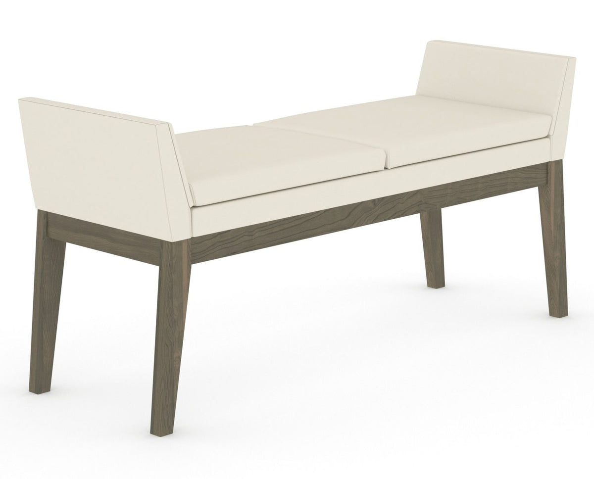 Canadel Downtown Upholstered Bench 5170 in YJ Faux Leather and 08 Shadow, three-quarter view
