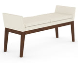 Canadel Downtown Upholstered Bench 5170 in YJ Faux Leather and 19 Cognac Washed, three-quarter view