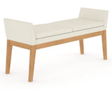 Canadel Downtown Upholstered Bench 5170 in YJ Faux Leather and 20 Caramel Washed, three-quarter view