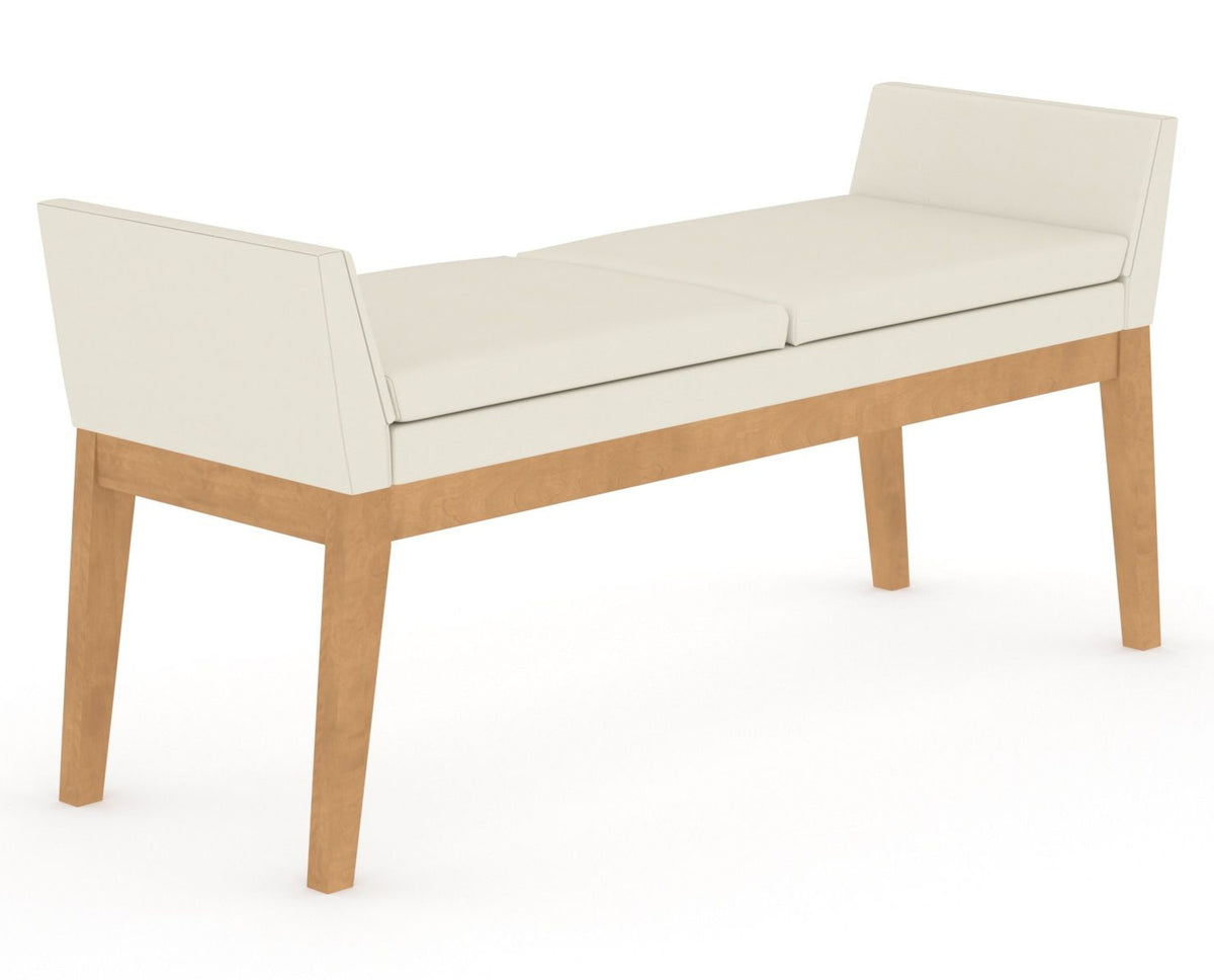 Canadel Downtown Upholstered Bench 5170 in YJ Faux Leather and 20 Caramel Washed, three-quarter view