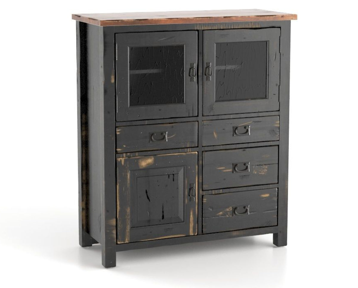 Canadel Champlain Buffet 4248 in 63 Black / 33 Spice Washed, three-quarter view