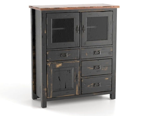 Canadel Champlain Buffet 4248 in 63 Black / 33 Spice Washed, three-quarter view