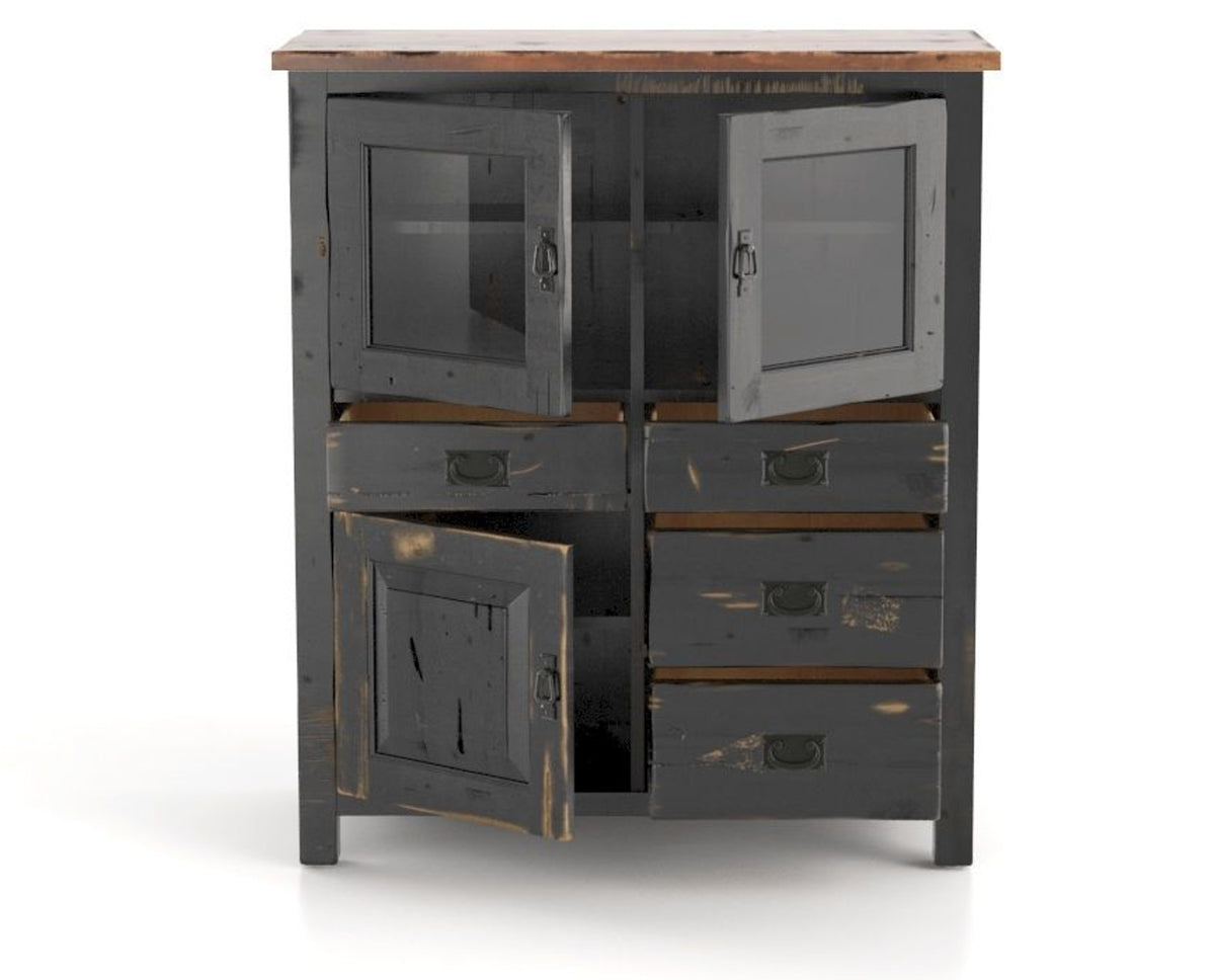 Canadel Champlain Buffet 4248 in 63 Black / 33 Spice Washed, open view