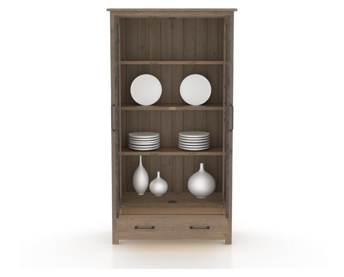Canadel Champlain Farmhouse Buffet in Pecan Washed, fully open view