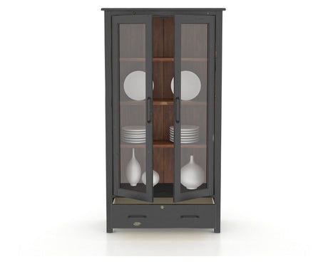 Canadel Champlain Farmhouse Buffet in Black and Spice Washed, open view