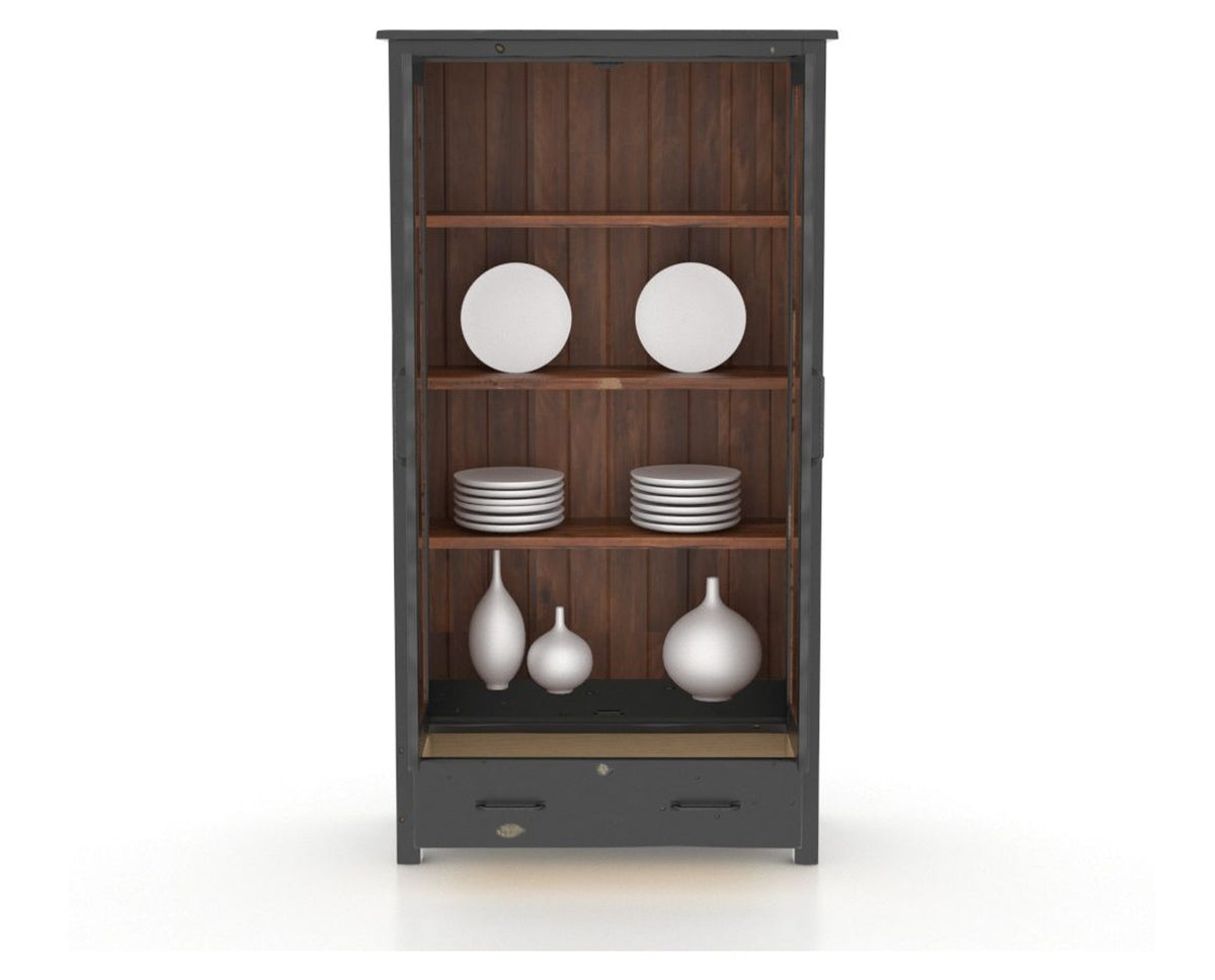 Canadel Champlain Farmhouse Buffet in Black and Spice Washed, fully open view
