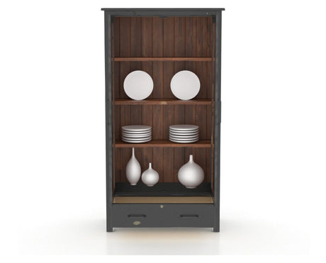 Canadel Champlain Farmhouse Buffet in Black and Spice Washed, fully open view