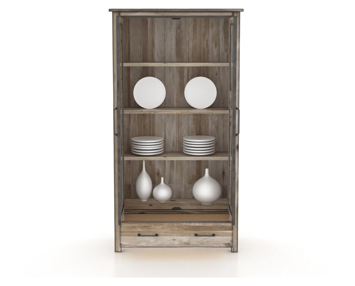 Canadel Champlain Farmhouse Buffet in Heritage Nature, fully open view