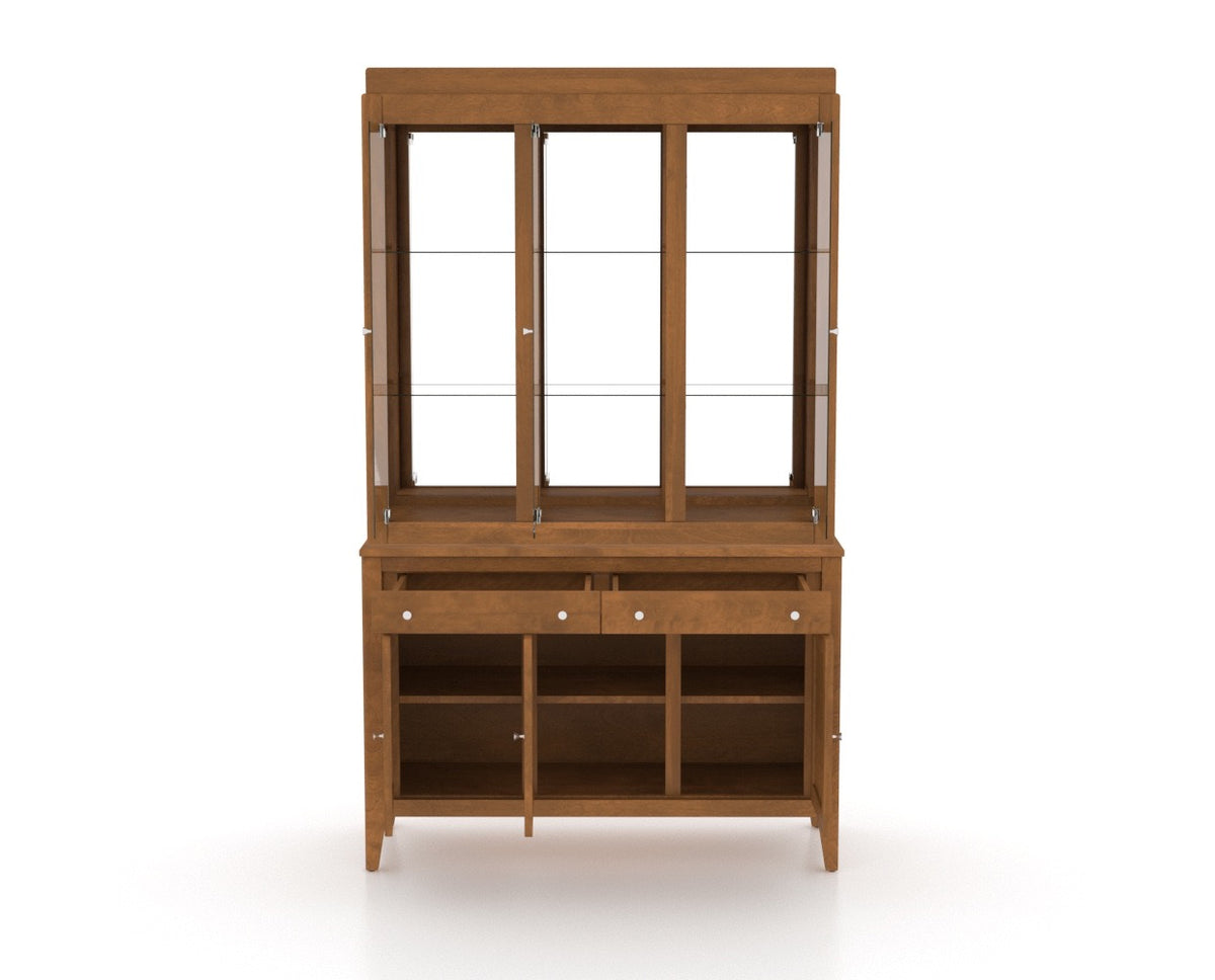 Canadel Core Buffet 4800 in Oak Washed Hutch, fully open view
