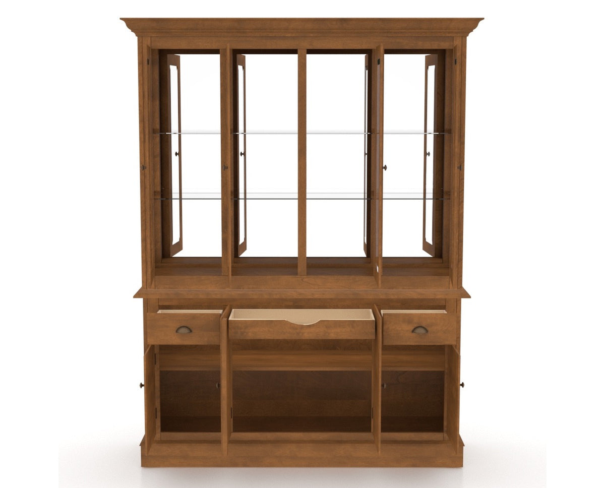 Canadel Buffet 6002 in Oak Washed Hutch, fully open view