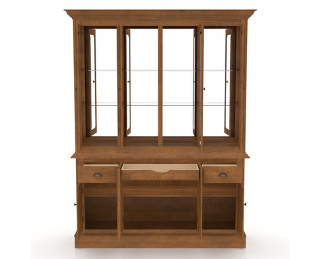 Canadel Buffet 6002 in Oak Washed Hutch, fully open view