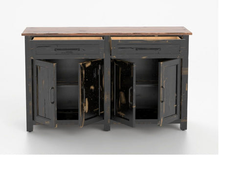 Canadel Champlain Buffet in Black and Spice Washed, open view