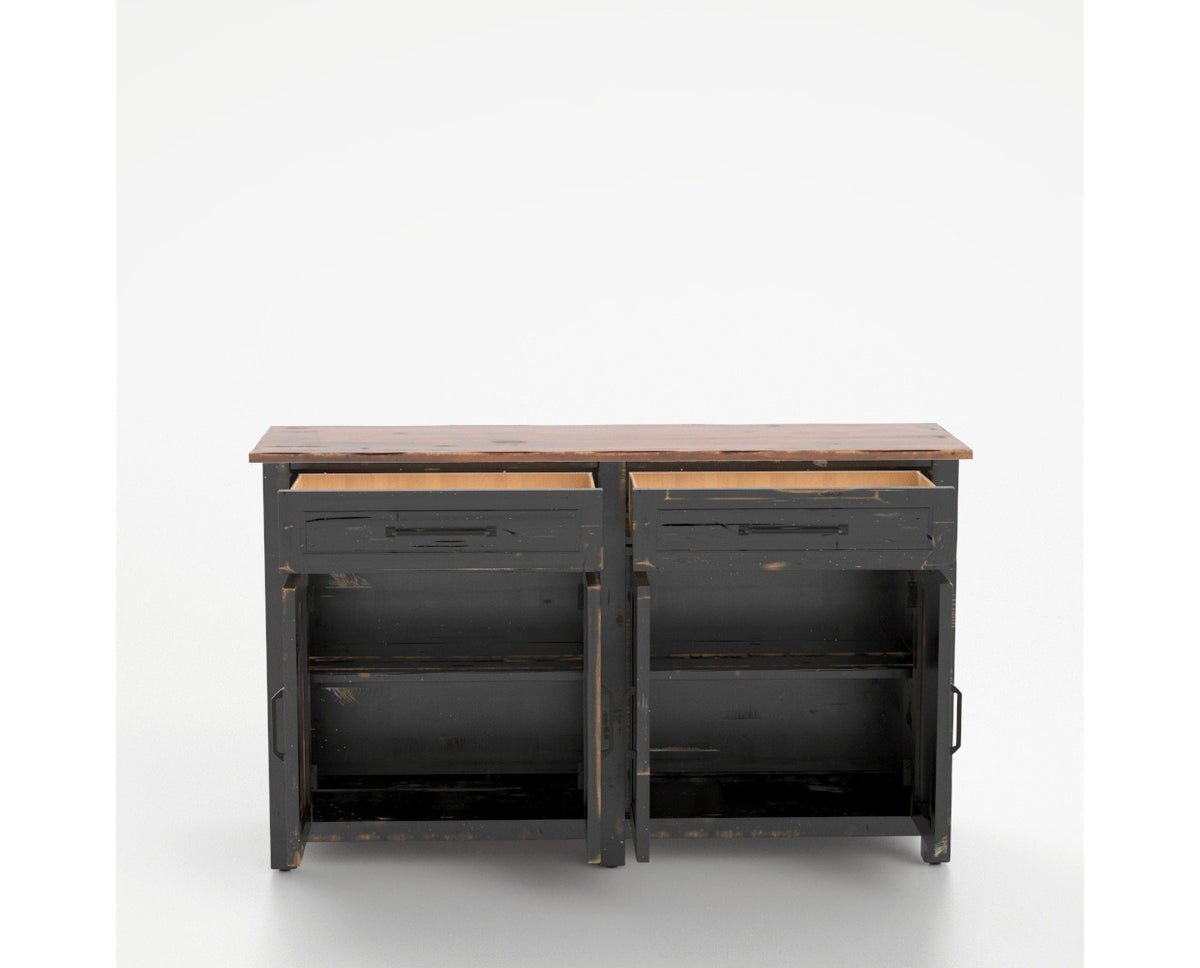 Canadel Champlain Buffet in Black and Spice Washed, fully open view