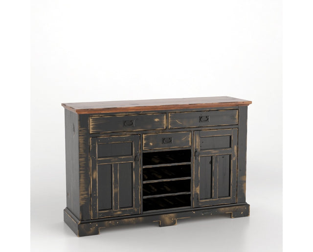 Canadel Champlain Colonial Buffet in Black and Spice Washed, three-quarter view