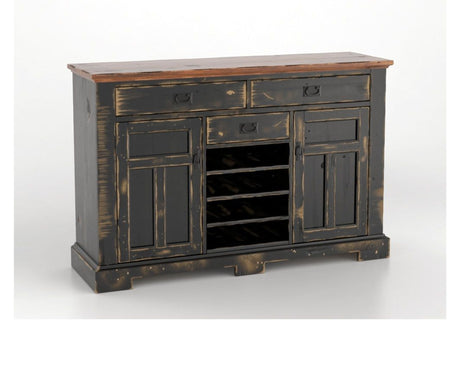 Canadel Champlain Colonial Buffet in Black and Spice Washed, three-quarter view