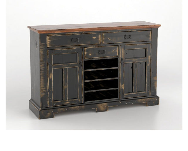 Canadel Champlain Colonial Buffet in Black and Spice Washed, three-quarter view