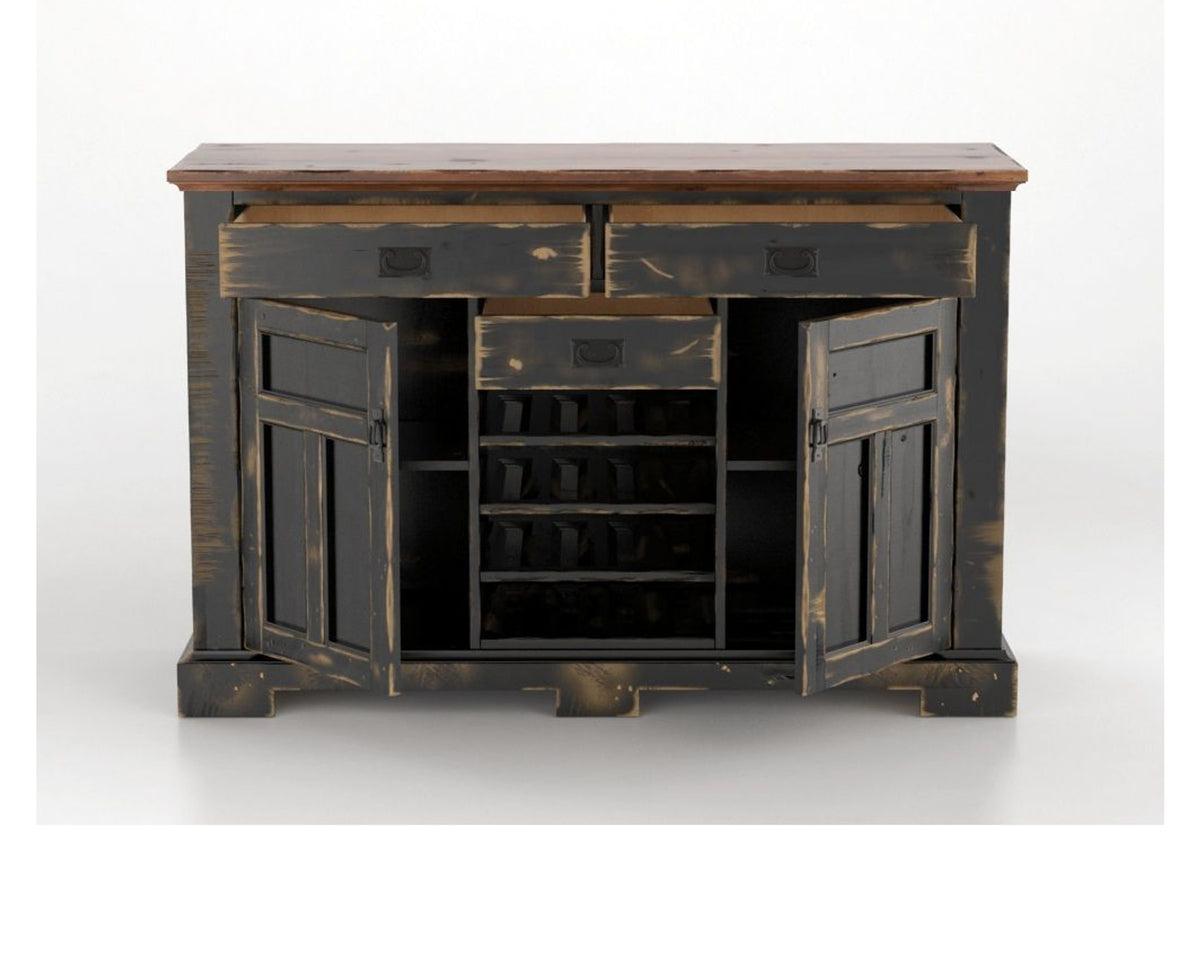 Canadel Champlain Colonial Buffet in Black and Spice Washed, open view