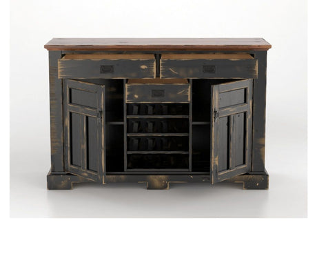Canadel Champlain Colonial Buffet in Black and Spice Washed, open view