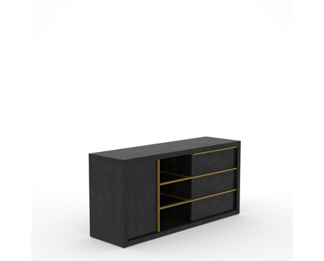 Canadel Modern Linear Buffet in Dark Smoke, three-quarter view