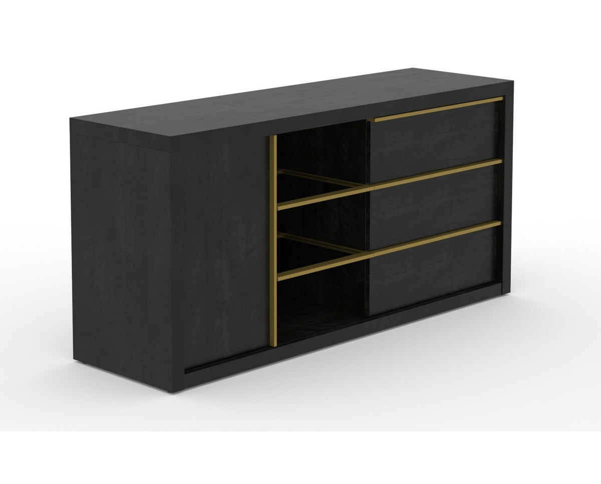 Canadel Modern Linear Buffet in Dark Smoke, three-quarter view