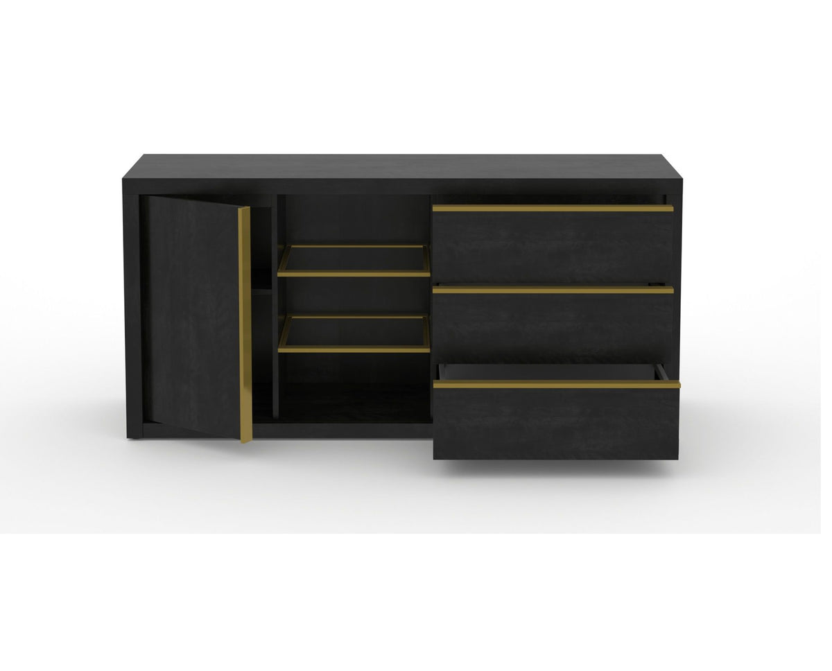 Canadel Modern Linear Buffet in Dark Smoke, open view