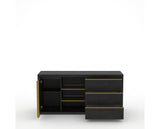 Canadel Modern Linear Buffet in Dark Smoke, fully open view