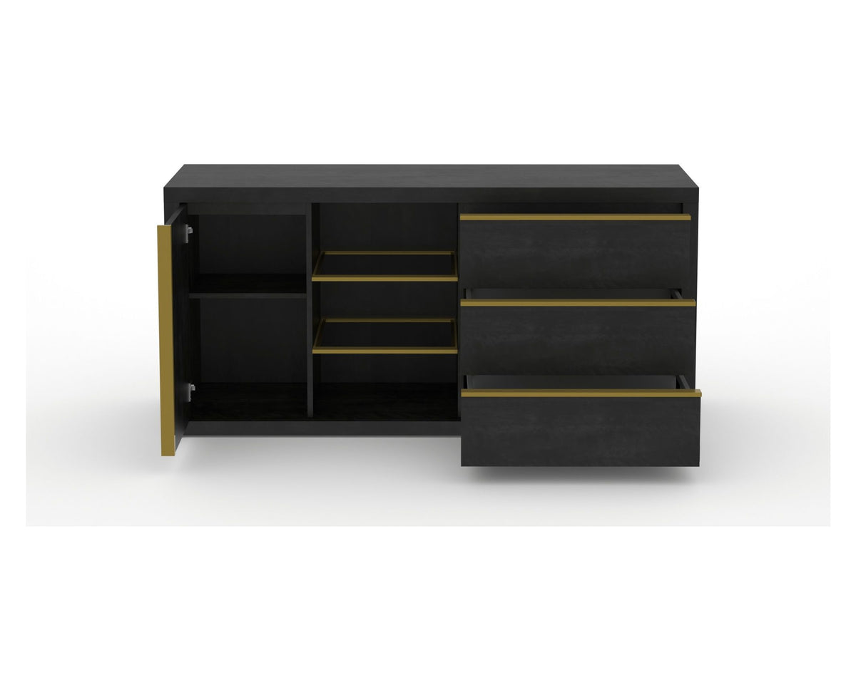 Canadel Modern Linear Buffet in Dark Smoke, fully open view