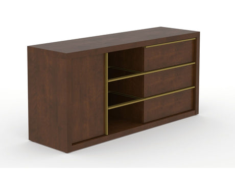 Canadel Modern Linear Buffet in Cognac Washed, three-quarter view