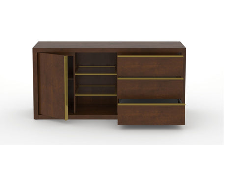 Canadel Modern Linear Buffet in Cognac Washed, open view