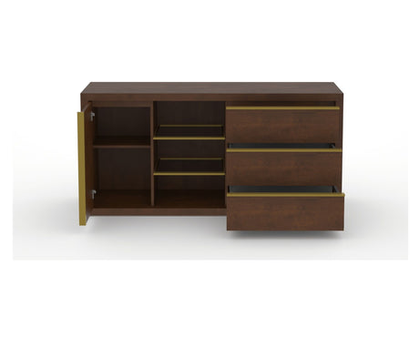 Canadel Modern Linear Buffet in Cognac Washed, fully open view