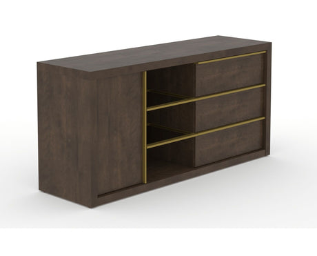 Canadel Modern Linear Buffet in Hazelnut Washed, three-quarter view