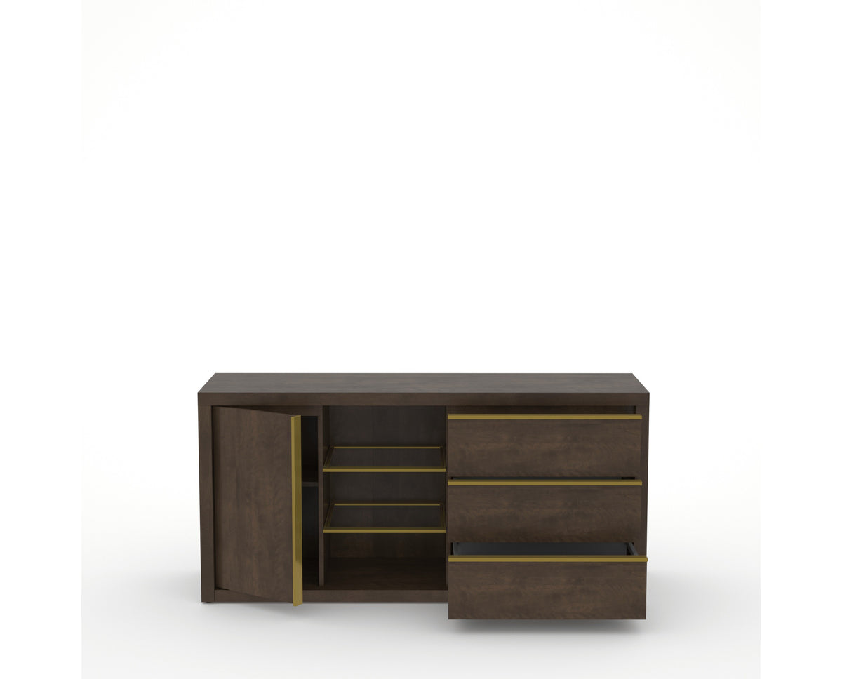 Canadel Modern Linear Buffet in Hazelnut Washed, open view