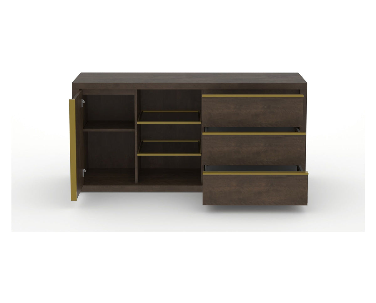 Canadel Modern Linear Buffet in Hazelnut Washed, fully open view