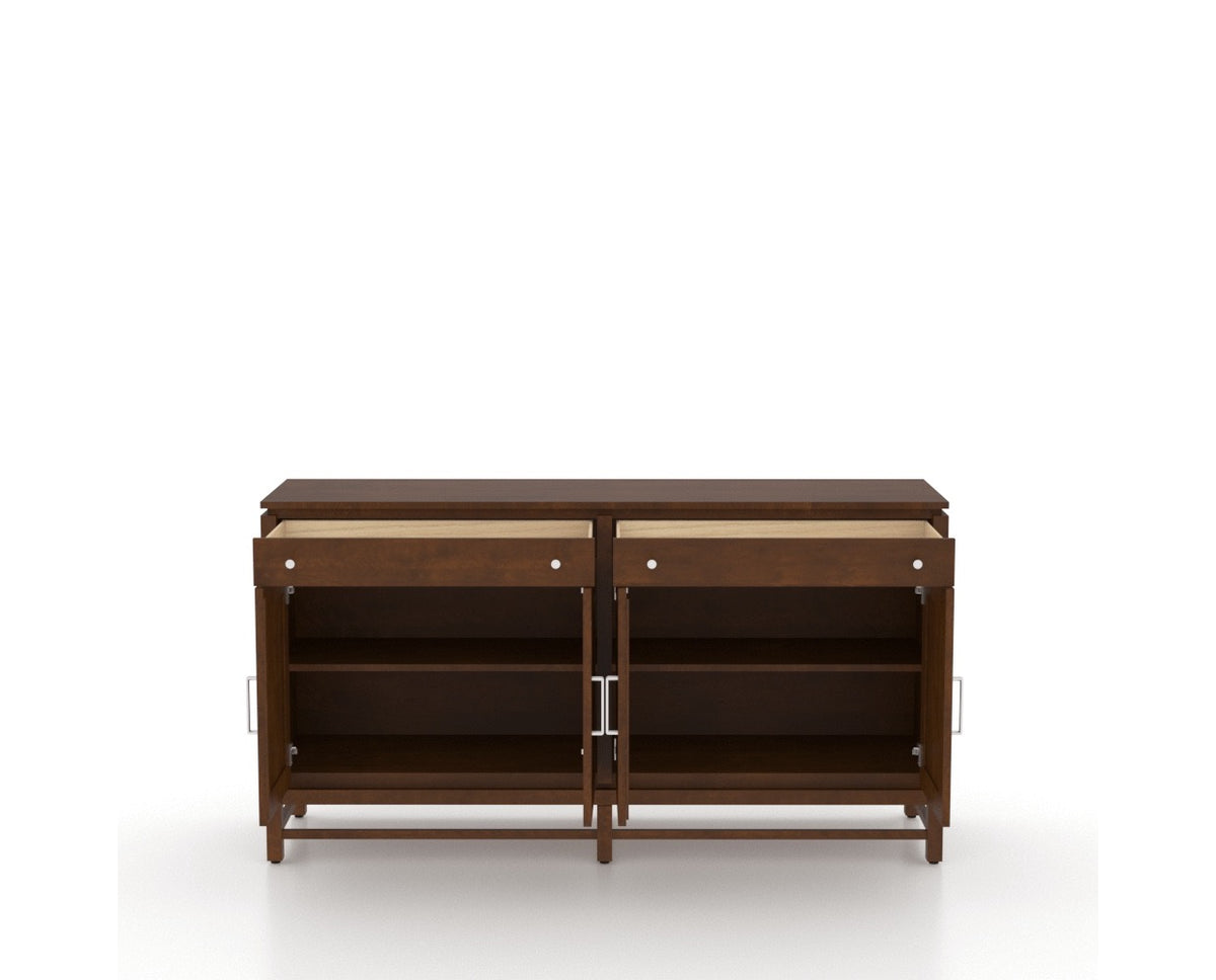 Canadel Plinth Buffet in Cognac Washed, fully open view