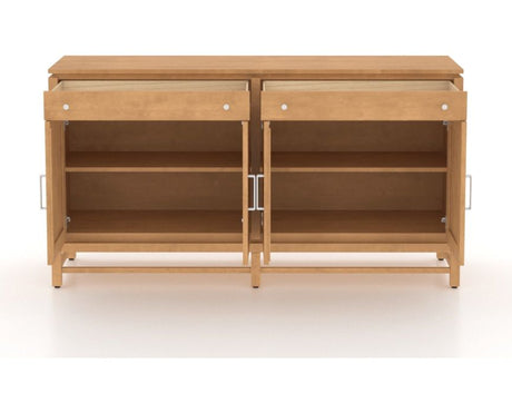 Canadel Plinth Buffet in Caramel Washed, fully open view