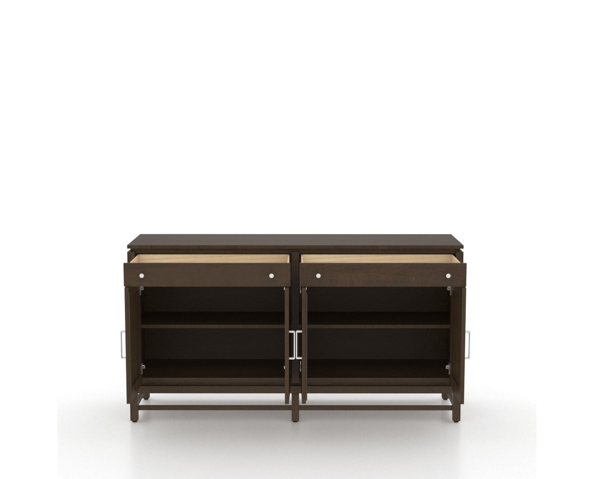 Canadel Plinth Buffet in Hazelnut Washed, fully open view