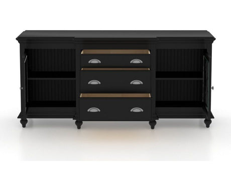 Canadel Buffet 6932 in Midnight Black Washed, fully open view
