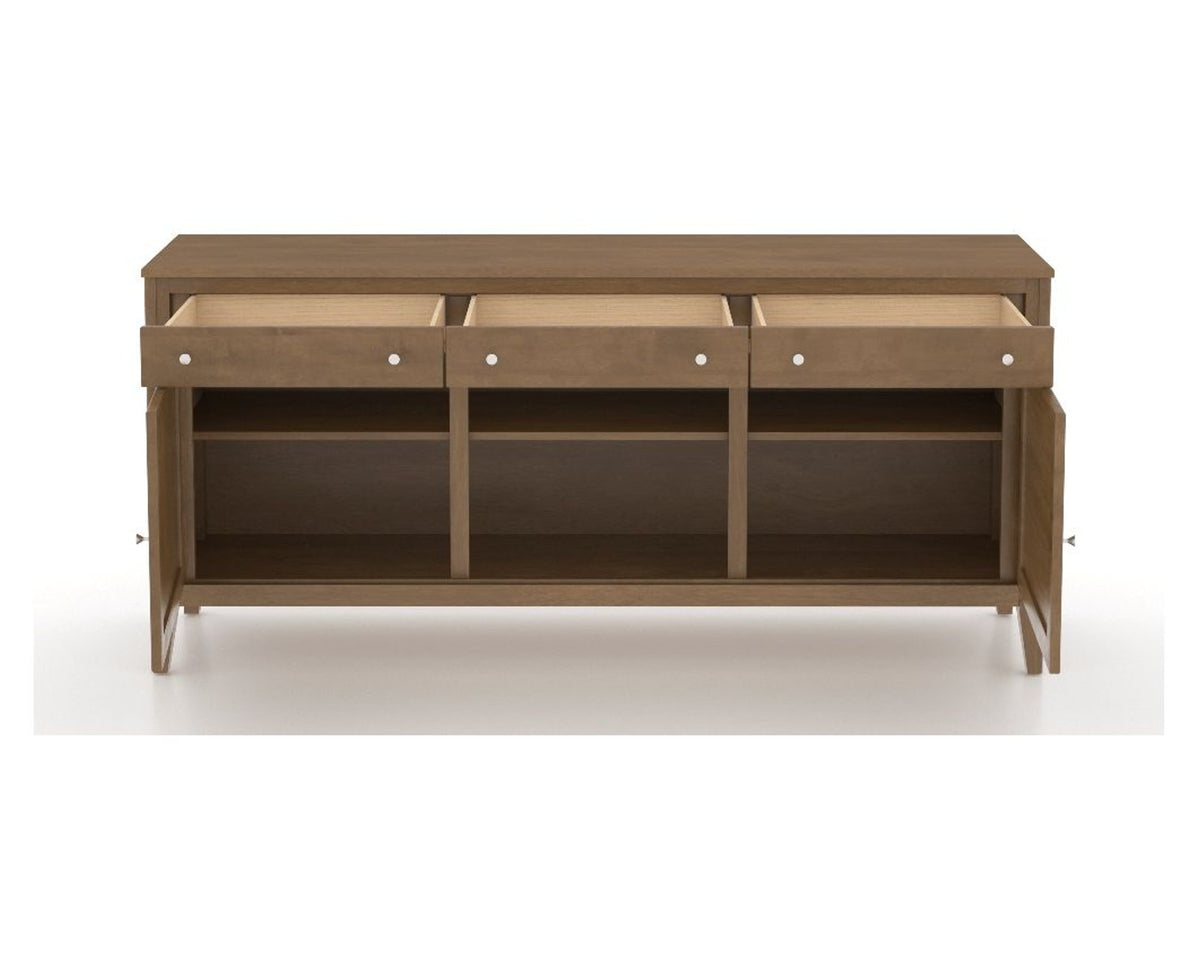 Canadel Buffet 7200 in 25 Pecan Washed, fully open view
