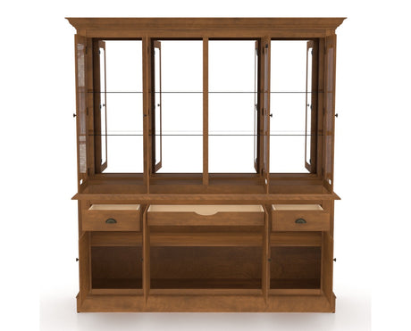 Canadel Buffet 7202 in Oak Washed Hutch, fully open view