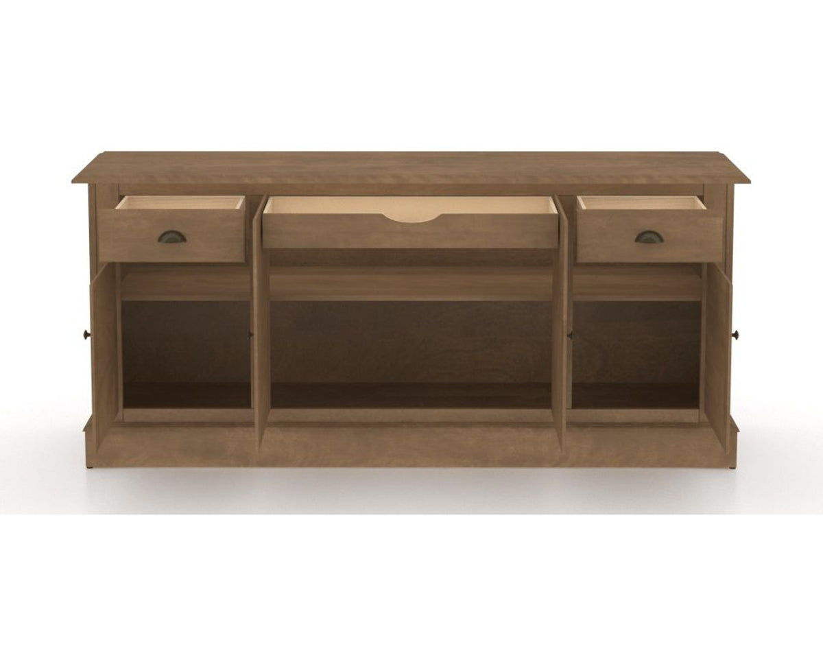 Canadel Buffet 7202 in 25 Pecan Washed, fully open view