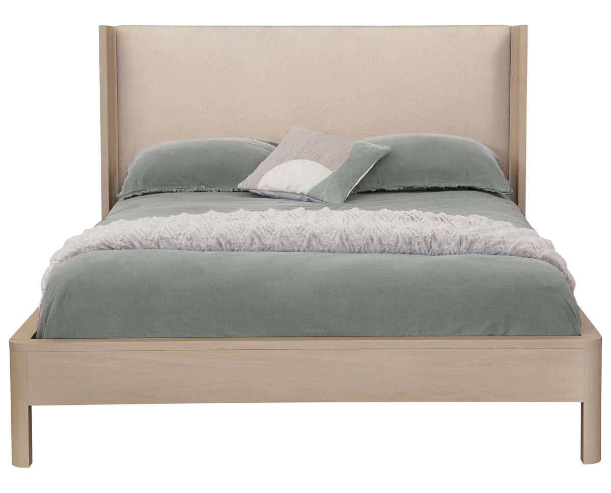 West Bros Curva Shelter Bed in 45 Weathered Wood with the Dean 061 headboard, front view