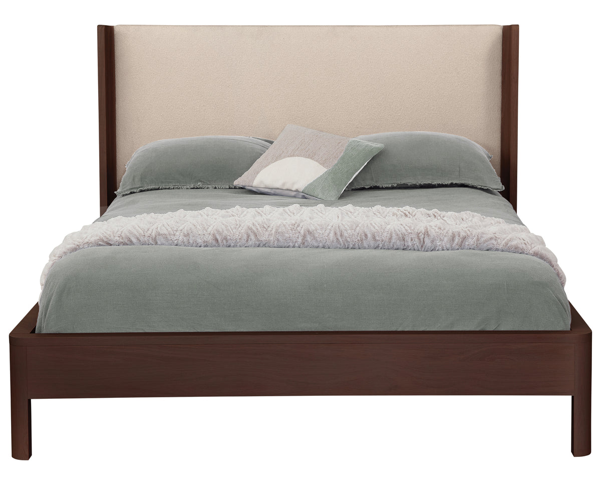 West Bros Curva Shelter Bed in 22 Mocha with the Dean 061 headboard, front view