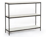 Polished White Marble with Hammered Grey Iron | Felix Small Console Table | Valley Ridge Furniture