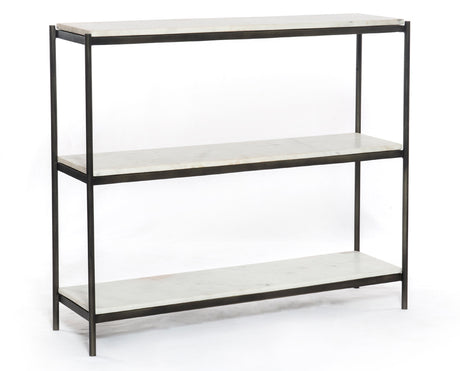 Polished White Marble with Hammered Grey Iron | Felix Small Console Table | Valley Ridge Furniture